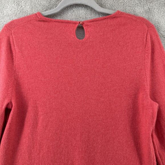 Talbots Sweater Womens L Orange Pure Cashmere Jewel Key Hole Neck Long Sleeve - Picture 7 of 14